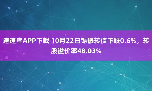 速速查APP下载 10月22日锡振转债下跌0.6%，转股溢价率48.03%