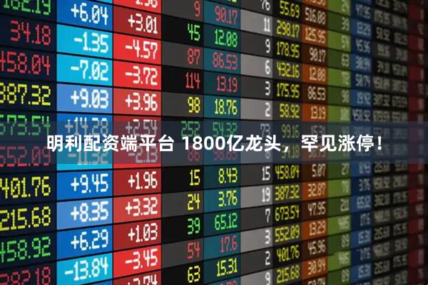 明利配资端平台 1800亿龙头，罕见涨停！