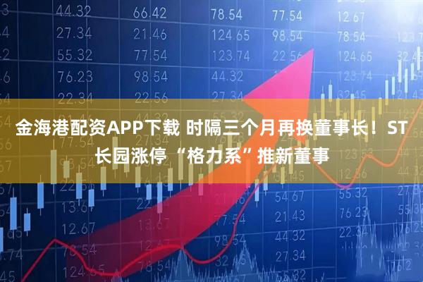 金海港配资APP下载 时隔三个月再换董事长！ST长园涨停 “格力系”推新董事