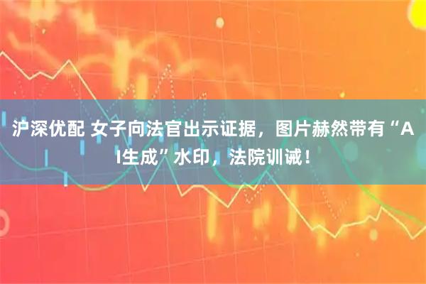 沪深优配 女子向法官出示证据，图片赫然带有“AI生成”水印，法院训诫！