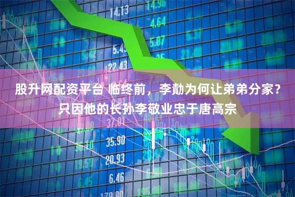 股升网配资平台 临终前，李勣为何让弟弟分家？只因他的长孙李敬业忠于唐高宗