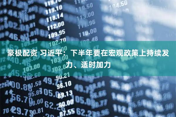 豪极配资 习近平：下半年要在宏观政策上持续发力、适时加力